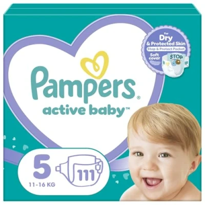 Abbildung von Pampers Windeln Größe 5 (11 16kg), Active Baby Windeln, 110 Stück, Durchlaufschutz Ganztägig