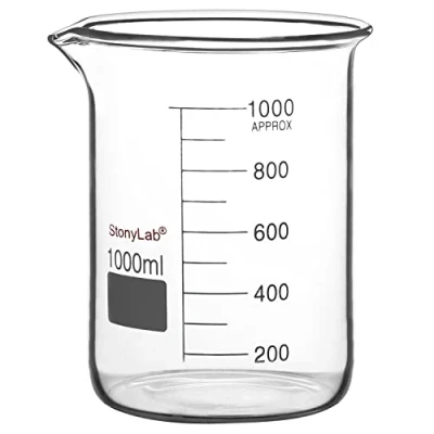 Abbildung von stonylab Glas Becher, 1 Pack Borosilikatglas Graduierte Niedrige Form Griffin Becher mit Gießauslauf Labor Lab Beaker, 1000 ml