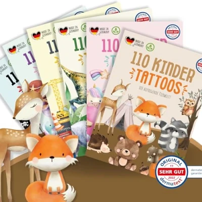 Abbildung von MeinBaby123 660 hautfreundliche Kinder Tattoos mit Dinos, Dinosaurier Tattoo Kinder, Kindertattoos zum Aufkleben, vegan &amp; made in Germany (6er Set Mix Motive)