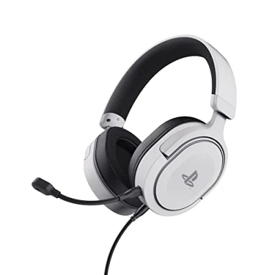 Abbildung von Trust Gaming Headset GXT 498W Forta Offiziell Lizenziert für Playstation 5, Nachhaltig, PS4 / PS5 Headset, 1,2 m Kabel, 50mm Treiber, Abnehmbares Mikrofon, Verstellbare Over Ear Kopfhörer, Weiß