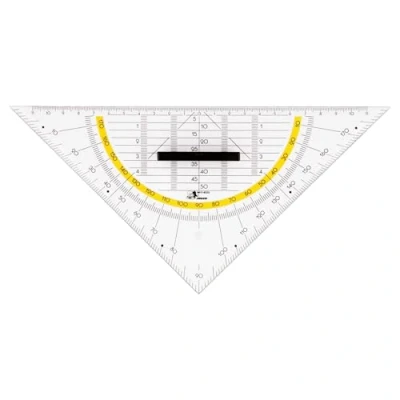 Abbildung von JOLLY Geometrie Dreieck, 25 cm, transparent, mit Griff, Winkelskala, Hilfslinien, stabil, aus Kunststoff, für Schule, Zeichnen, Geometrie, Technikunterricht