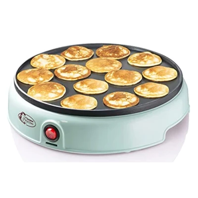 Abbildung von Bestron Poffertjes Maker im Retro Design, Mini Crepe&#039;s, Holländische Spezialität, Pfannkuchenautomat mit Antihaftbeschichtung &amp; Kontrollleuchte, Sweet Dreams, Farbe: Mint