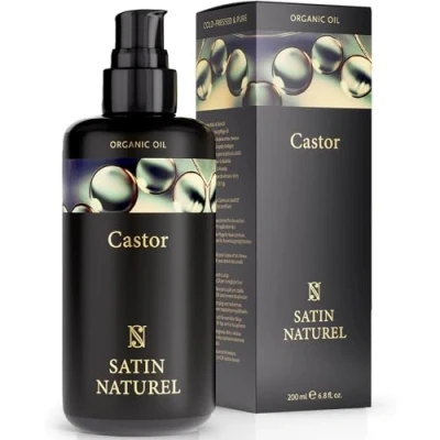 Abbildung von Rizinusöl Kaltgepresst &amp; BIO 200ml 100% Reines Castor Oil Haaröl Gesichtsöl Für Wimpern, Augenbrauen, Haare, Bart, Nägel Haarwachstum Vegan Cruelty Free Naturkosmetik Satin Naturel
