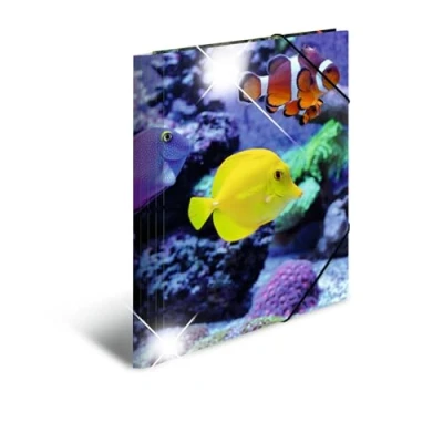 Abbildung von HERMA Sammelmappe A4 Fische, Kinder Eckspanner Mappe aus Kunststoff mit Tier Motiv, Hochglanz Optik, Gummizug, Innenklappen und Innendruck für Jungen Mädchen