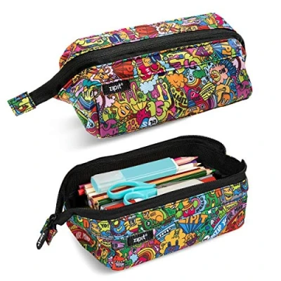 Abbildung von ZIPIT Lenny Federmäppchen für Mädchen Großes Mäppchen Schule und Büro Etui, Kosmetiktasche mit breite Öffnung Federmappe Rosa