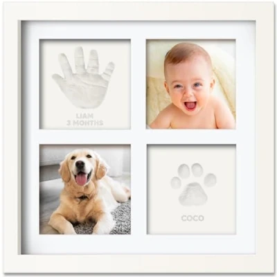 Abbildung von Baby Handabdruck und Fußabdruck Set Fussabdruck Set, Gipsabdruck Hand Fuß, Bilderrahmen, Abdruckset, Neugeborene (Alpine White)
