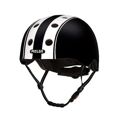 Abbildung von Melon »Double White Black« Leichter und Cooler Fahrradhelm für Damen, Herren Kinder mit maximalem Schutz Größe XL XXL (5863cm) Schwarz Weiß Streifen