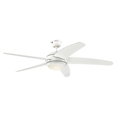 Abbildung von 72070 Bendan LED 132 cm Deckenventilator mit fünf Flügeln, Ausführung seidenmattes Chrom Hammerschlag Effekt, dimmbare Leuchte Opalmilchglas, Fernbedienung enthalten