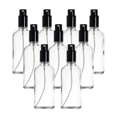 Abbildung von YIZHAO Transparent Sprühflasche 100ml, Klein Glas mit Zerstäuber, für Ätherisches Öle, Kosmetik, Parfüm, Reinigung, Reiseflasche, Apotheker, Set 9Pcs