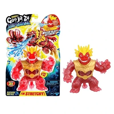 Abbildung von Heroes of GOO Jit Zu Deep Sea Helden Packung mit Blazagon. Super Stretchy und Dehnbare Actionfigur besonderer Schleimfüllung Wasserspritz Feature