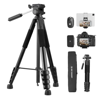 Abbildung von K&amp;F Concept Kamerastativ S255A3+BV01, Leichtes Stativ mit Tasche,190cm Handystativ,Tripod für Canon Nikon Sony Kamera/DSLR/Camcorder, Smartphone,Reisestativ Handy Tablet Halterung