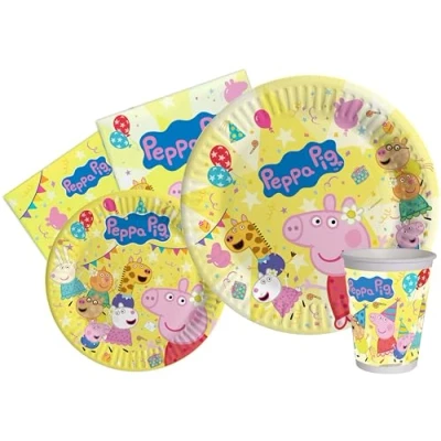 Abbildung von Ciao AZ047 Partygeschirr Party Set Peppa Pig (Pappteller, Bucher, Servietten), Multicolor, 8 Personen