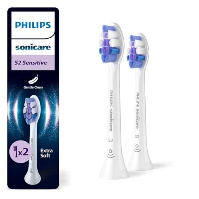 Abbildung von Philips Sonicare S2 Sensitive, Original Ersatzbürstenköpfe, Weiß, 2er Pack, HX6052/87