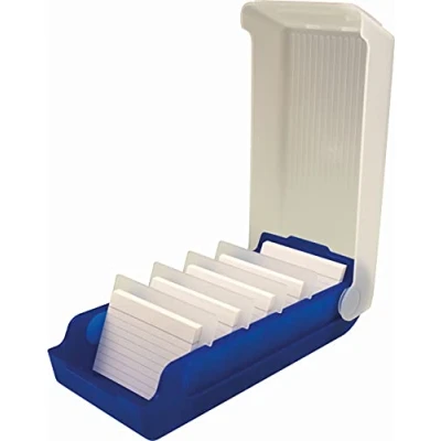 Abbildung von helit H6901030 Karteikarten Box „the beebox“ DIN A8 quer, blau, Lernkartei und Aufbewahrungsbox