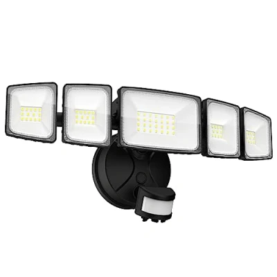 Abbildung von Onforu 5 Köpfe 55W LED Strahler mit Bewegungsmelder Außen, 360 Vollwinkel Aussenleuchte, 4500 LM Fluter, 6500 K Scheinwerfer, IP65 Waterproof Fluterlicht für Garage,Garten