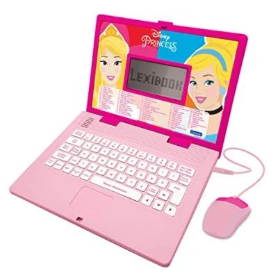 Abbildung von Lexibook Disney Princess Zweisprachiger Laptop für Bildungszwecke Englisch und Deutsch, 124 Aktivitäten, Mathematik, Logik, Musik, Uhr, Spiele Spielzeug Mädchen JC598DPi3
