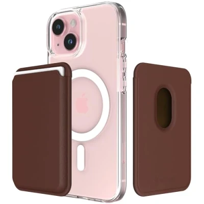 Abbildung von Sinjimoru Magnetic Wallet für Handy, Premium Vegan Leder Telefon Brieftasche MagSafe 3 Karten Halter Kompatibel mit iPhone 16 Plus Pro Max 15 14 13 12 Serie. M Viica Braun