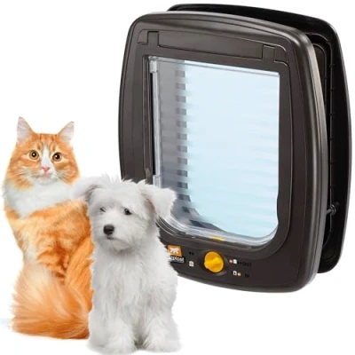 Abbildung von Ferplast Katzenklappe, Hundeklappe, katzenklappe große katzen, Kleine Hundetür, 4 wege steuerbarer Ein und Ausgang, Pendeltür mit Schutz vor Zugluft, SWING 9 Haustierklappe, Braun
