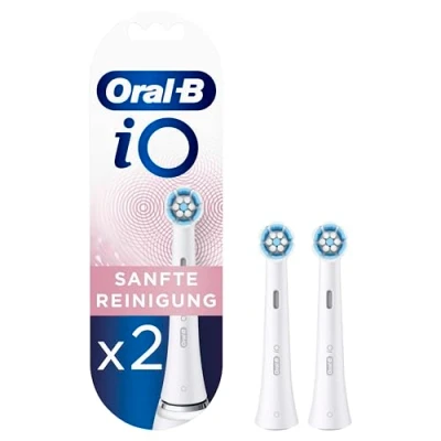 Abbildung von Oral B iO sanfte Reinigung Aufsteckbürsten für elektrische Zahnbürste, 2 Stück, Zahnreinigung, Zahnbürstenaufsatz Zahnbürsten