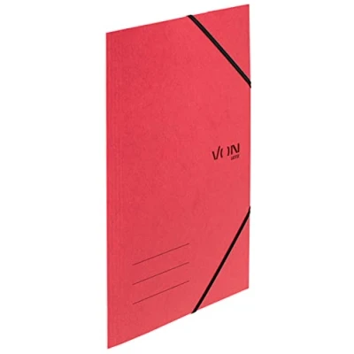Abbildung von VON Leitz 5er Pack Eckspannermappe A4 mit Gummibandverschluss, Flexibler Karton, für 150 Blatt, Silberdruck, Leichter Ordner Schule &amp; Haushalt, Rot, 30080025