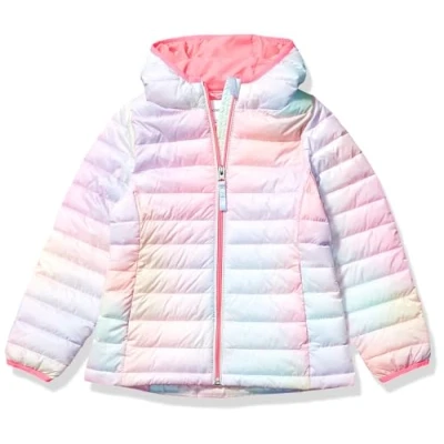 Abbildung von Amazon Essentials Mädchen Leichte, Wasserabweisende, verstaubare Kapuzenjacke, Rosa Schatteneffekt, 6 7 Jahre