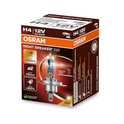 Abbildung von OSRAM NIGHT BREAKER 220, H4, 220% mehr Helligkeit, Halogen Scheinwerferlampe, 64193NB220, Faltschachtel (1 Lampe), White