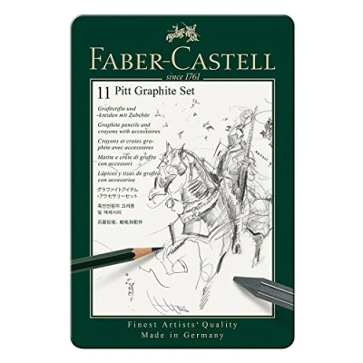 Abbildung von FABER CASTELL 112972 Pitt Graphite Set im Metalletui, 11 teiliges Zeichenset