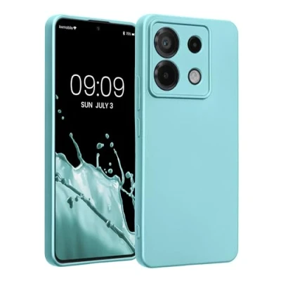 Abbildung von kwmobile Handyhülle kompatibel mit Xiaomi Redmi Note 13 Pro 5G / Poco X6 Hülle weiche Silikon Case metallisch schimmernd in Metallic Mintgrün