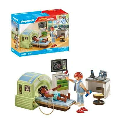 Abbildung von PLAYMOBIL Action Heroes 71618 MRT mit Patient, realistische Untersuchung beim Radiologen, zu über 80 % aus recycelten und biobasierten Materialien, detailreiches Spielzeug für Kinder ab 4 Jahren