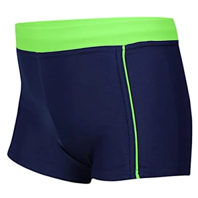 Abbildung von Aquarti Jungen Badehose Schwimmhose Seitliche Paspel Kinder Badeshorts, Farbe: Dunkelblau/Grau/Grün, Größe: 128