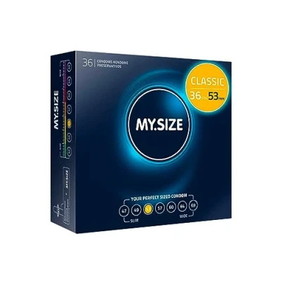 Abbildung von MY.SIZE Classic Kondome Größe 3 I 53 mm Breite 36 Stück Großpackung Premium extra dünn gefühlsecht hauchzart dünne 0,07 Wandstärke vegan Condoms for men