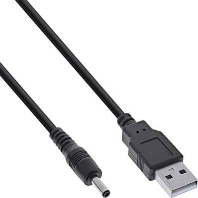 Abbildung von InLine USB DC Stromadapterkabel, A Stecker zu 3,5x1,35mm Hohlstecker, schwarz, 1m 26806A