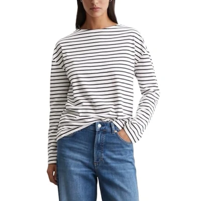 Abbildung von Marc O&#039;Polo Denim BOAT NECK Relaxed Langarmshirt, Damen, Größe: Small, Off white