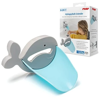 Abbildung von reer MyHappyBath Extender Wasserhahn Verlängerung. Der Wasserhahnaufsatz für dein Kind, kinderleichtes Händewaschen am Waschbecken