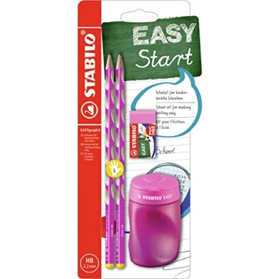 Abbildung von Schul Set für Linkshänder STABILO EASYgraph S in pink inkl. Spitzer + Radierer