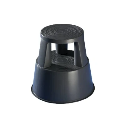 Abbildung von Wedo Rollhocker Step aus Kunststoff, bruchfest, rollbarer Tritthocker, TÜV geprüft, Made in Germany, Höhe 43 cm, Tragkraft 150 kg, grau