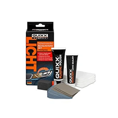 Abbildung von QUIXX Scheinwerfer Restaurations Set Aufbereitungs Kit, zur Entfernung von Vergilbungen und Kratzern an Scheinwerfern, 50g