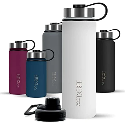 Abbildung von 720DGREE Edelstahl Thermo Trinkflasche 710ml “noLimit +Früchtebehälter Auslaufsicher, Kohlensäure geeignet, BPA Frei Isolierflasche mit Schraubverschluss für Sport, Fahrrad, Fitness +Sportdeckel
