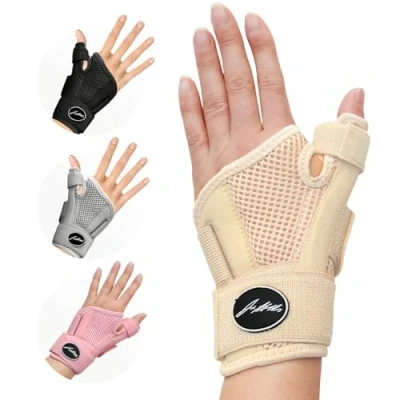Abbildung von Von Ärzten Entworfen Handgelenk Bandage, Daumenbandage Links / Rechts, Handgelenkstütze mit Daumenschiene Stabilisierende Handgelenkbandage Daumenortthese [Haurfarbe, Einzelpack]