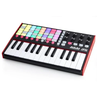 Abbildung von Akai Professional APC Key 25 MK2 USB MIDI Keyboard Controller für Clip Launching mit Ableton Live Lite, Tasten, 40 RGB Pads und 8 Drehreglern