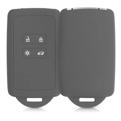 Abbildung von kwmobile Autoschlüssel Hülle kompatibel mit Renault 4 Tasten Smartkey (nur Keyless Go) Silikon Schutzhülle Schlüsselhülle Cover in Dunkelgrau