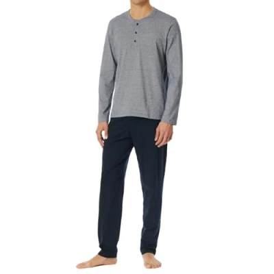 Abbildung von Schiesser Herren Schlafanzug lang mit Knopfleiste Nightwear Set Pyjamaset, Nachtblau_182515, 54