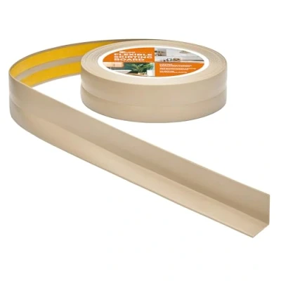 Abbildung von Quest Weichsockelleiste Selbstklebend 30 mm x Knickleiste, Abschlussleiste für Küche, Badezimmer Dichtungsband PVC, Flexibel, Wasserdicht, Dekorativ 10 Meter, Beige