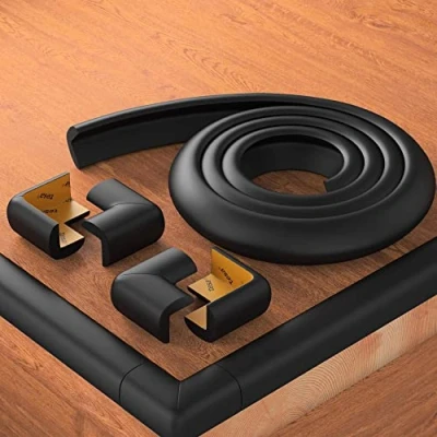 Abbildung von BEARTOP Kantenschutz für Babys, Kinder und Ältere Selbstklebend Glastische, Platten Kommoden BPA Frei mit TESA Power Tape 3m+8 Ecken Schwarz