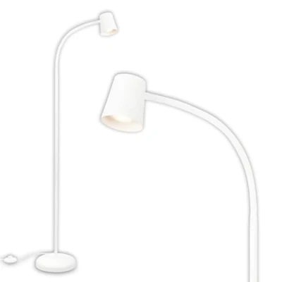 Abbildung von BRILONER Stehlampe als Deko im Wohnzimmer und Leselampe, Schwenkbare Lampe, Wohnzimmerlampe, Fußtaster, Indirekte Beleuchtung, Weiß