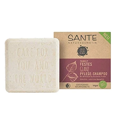 Abbildung von SANTE Naturkosmetik Festes Shampoo für glanzloses und normales Haar, Vegane Formel mit Bio Birkenblatt pflanzlichem Protein, Glanz Pflege Shampoo, 1 x 60 g