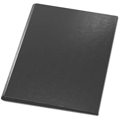 Abbildung von Original Falken Premium Klemmbrett Mappe. Made in Germany. mit stabilem Pappkern und Kunststoffbezug außen innen für DIN A4 Tasche im Vorderdeckel Stiftehalter schwarz