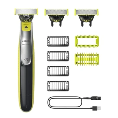 Abbildung von Philips OneBlade 360 Authentische Face &amp; Body Elektrischer Bartschneider, Rasierer und Groomer, 3x Klingen, 4x Stoppelkamm (1,2,3,5mm), 1x Kit, QP2834/31