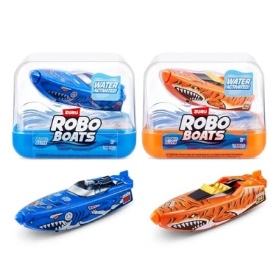 Abbildung von Robo ALIVE ZURU Boats, Tiger Shark &amp; Boat, 2 Pack, by Water Activated Boat Toy, (Amazon Exclusive)