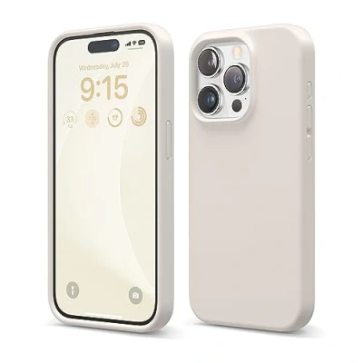 Abbildung von elago Liquid Silikon Hülle kompatibel mit iPhone 15 Pro Premium Handyhülle Rundumschutz [4 Schichten Anti Shock Struktur], Weiches Mikrofaserfutter